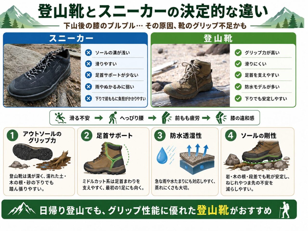 登山靴とスニーカーの決定的な違い